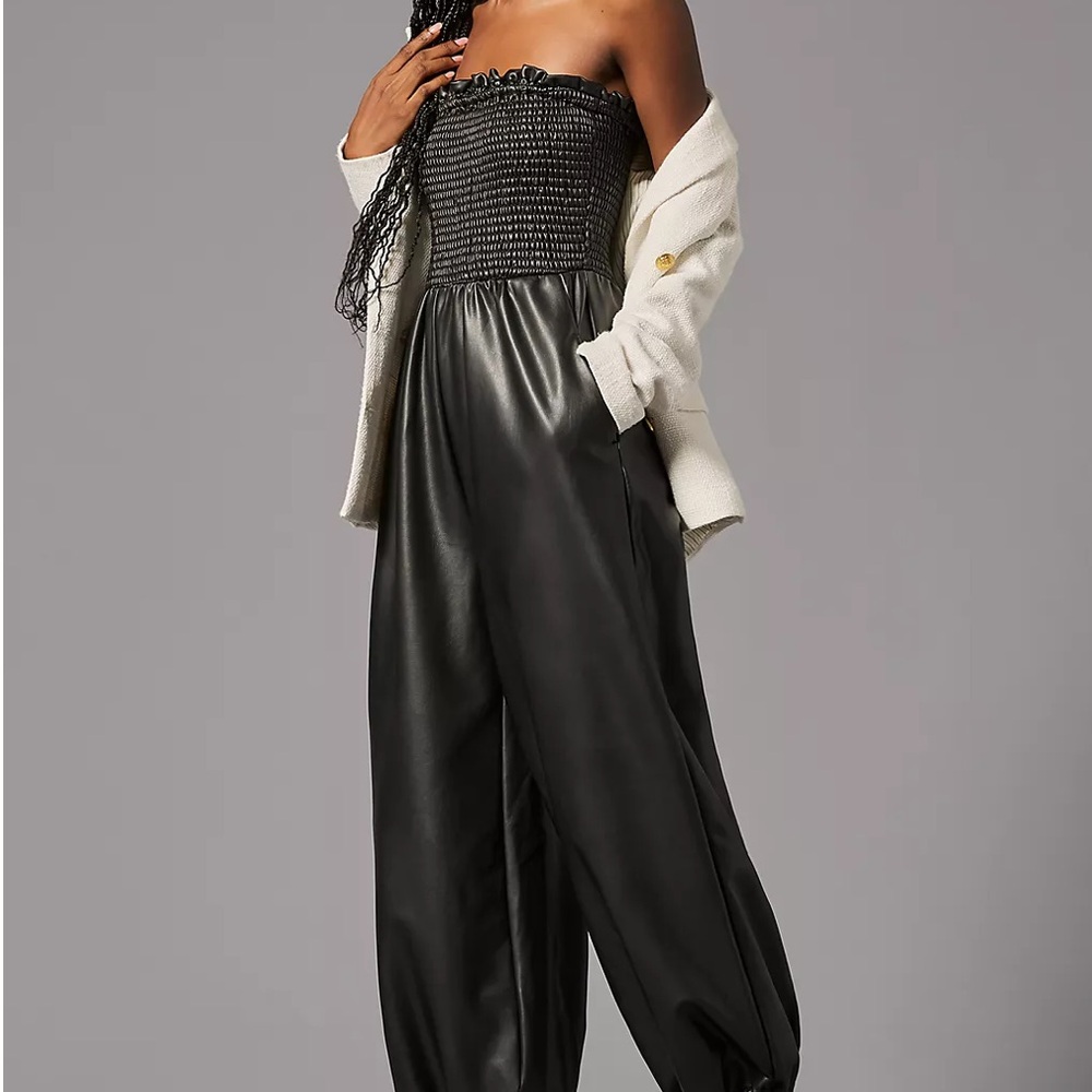 Faux Leather Anthropologie Jumpsuit